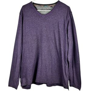 Robert Graham Cotton Long Sleeve Men’s Shirt Purple V-Neck Soft Minimalist